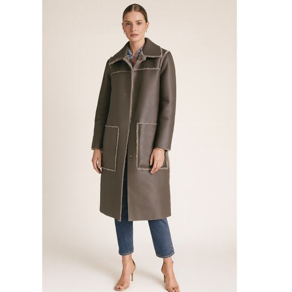 Anthropologie Kerry Reversible Faux Fur Coat XS Grey - Picture 1 of 8